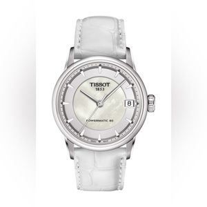 Tissot Women's Luxury Powermatic 80 Croc Embossed Leather Strap Watch